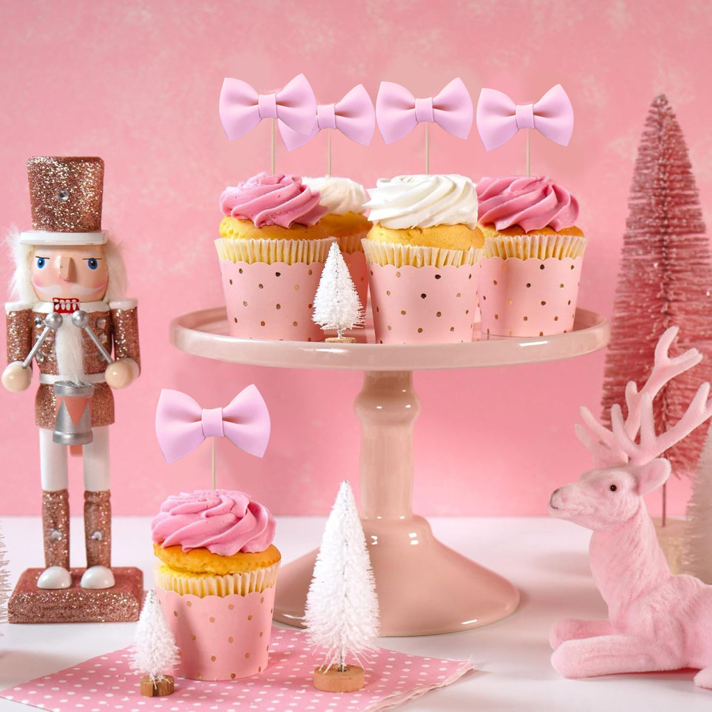 10pcs ฟองน้ําโบว์เค้ก Topper Bowknot Cupcake Toppers เค้กขนม Picks ตกแต่งสําหรับอาบน้ําเด็กวันเกิดงานแต่งงานอุปกรณ์ - รูปที่ 3