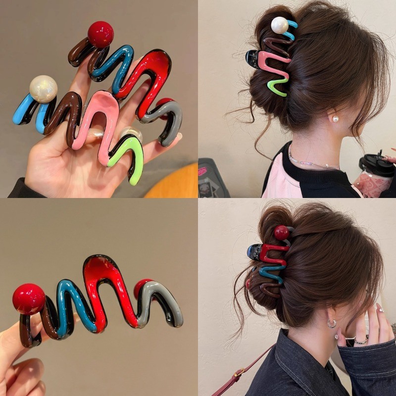 กิ๊บติดผมคลื่นสีสันสดใสสวยงาม ที่คาดผม เครื่องประดับผมแฟชั่น