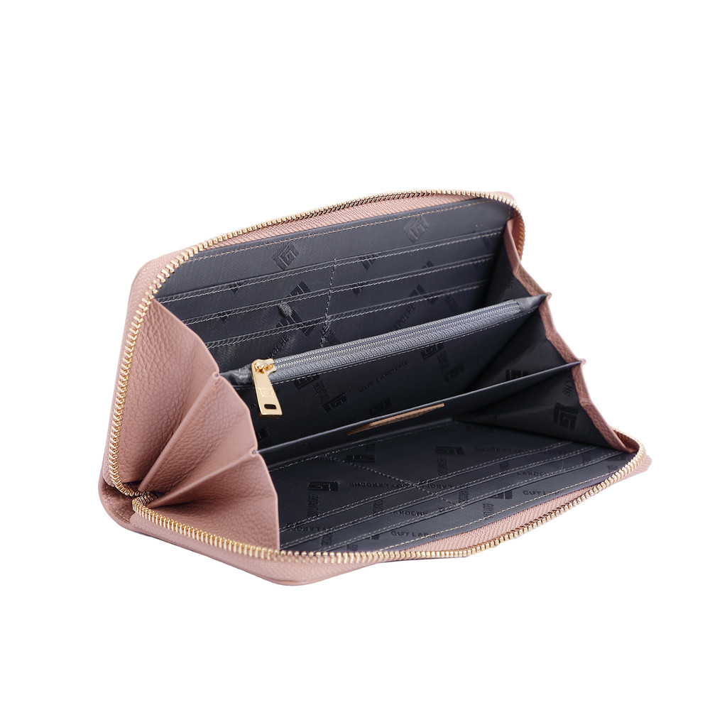 Guy Laroche กระเป๋าสตางค์แบบยาว ซิปรอบ รุ่น MILDLY - สีชมพู