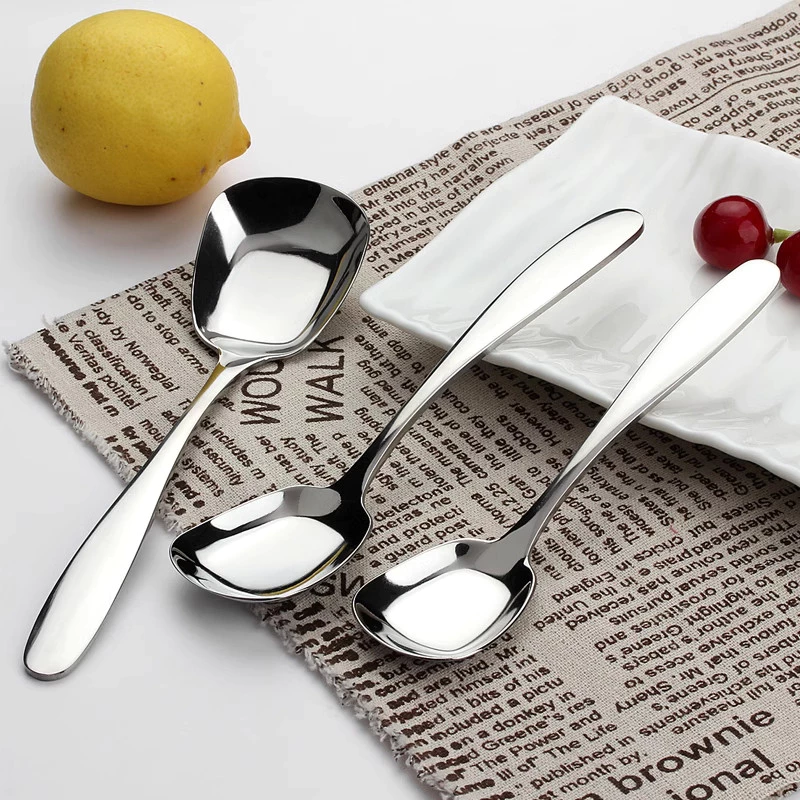 ช้อนสแตนเลสทรงสี่เหลี่ยมหนา 304 คุณภาพสูง หลายขนาด Multi-sized soup spoons