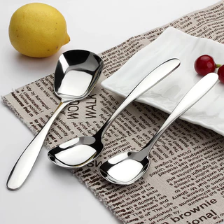 ช้อนสแตนเลสทรงสี่เหลี่ยมหนา 304 คุณภาพสูง หลายขนาด Multi-sized soup spoons