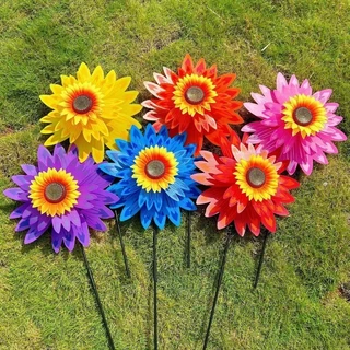 กังหันลม ของเล่นกังหันลม ลายดอกทานตะวัน DIY สําหรับเด็ก สำหรับประดับสวน ของเล่นกลางแจ้ง