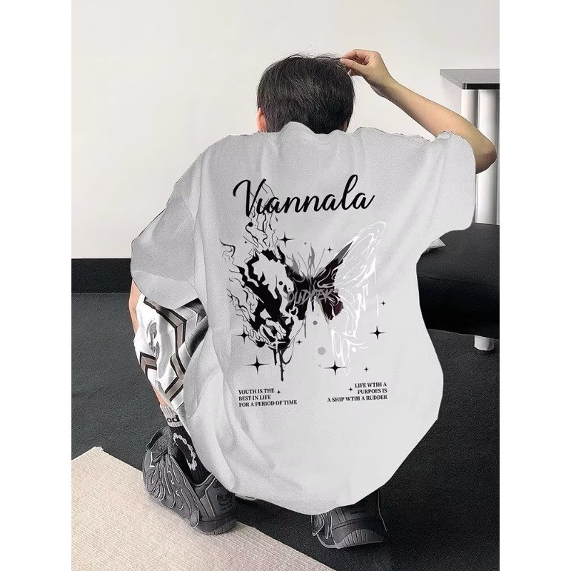 M-8xl เกาหลีอินเทรนด์สีเทาเข้ม T เสื้อผู้ชาย Plus ขนาดสบายๆหลวมแขนสั้น Oversize Tee - รูปที่ 5