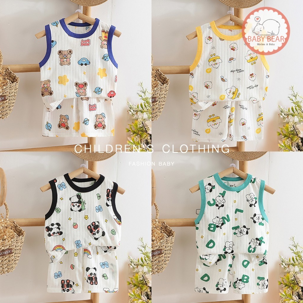 ใหม่ เซทเสื้อกร้ามเด็ก ชุดกร้ามเด็ก เนื้อผ้าใยไผ่ พิมพ์ลายการ์ตูน แฟชั่นน่าร้อน2025