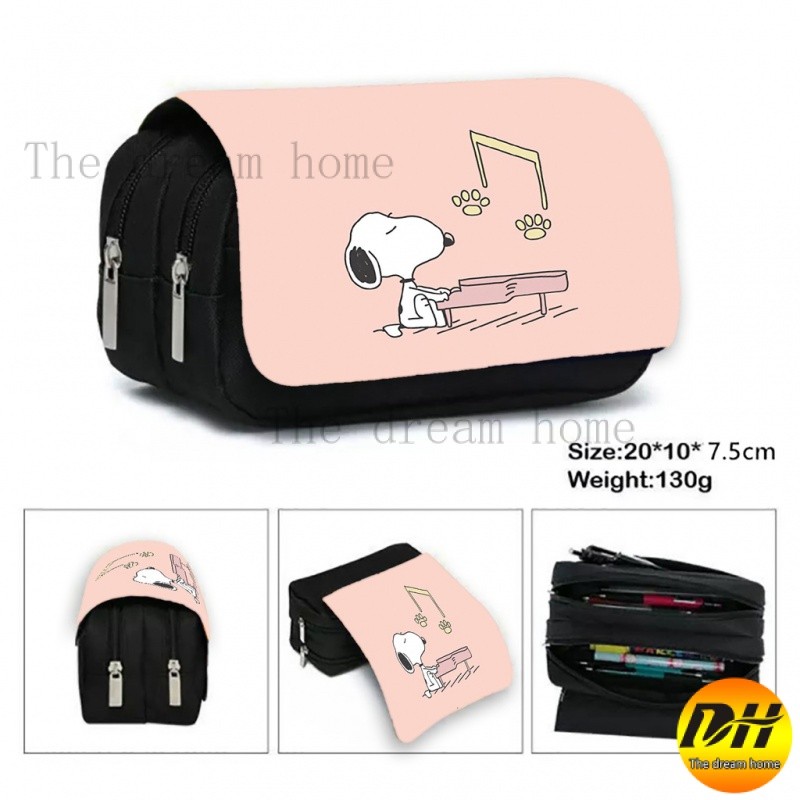 กล่องดินสอ Peanuts Snoopy มีกระเป๋าคู่ มีซิป
