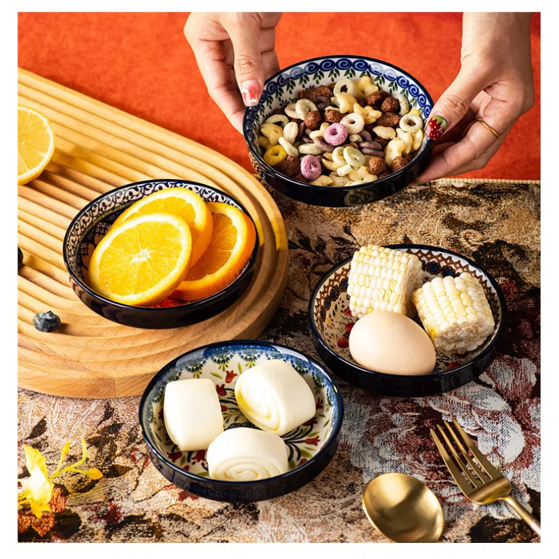 ชุดถ้วยกาแฟสไตล์โบฮีเมียนย้อนยุคดอกไม้ถ้วยเซรามิก/ผ้าพันคอ/ช้อนความจุสูงถ้วยน้ําชายามบ่ายไมโครเวฟถ้วยอาหารเช้าแก้ว - รูปที่ 5