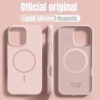 หรูหราแม่เหล็กซิลิโคนเหลวเคสโทรศัพท์ สําหรับ iPhone 16 15 14 13 12 11 Pro Max 16 Plus กันกระแทกกันชนนุ่มฝาครอบ