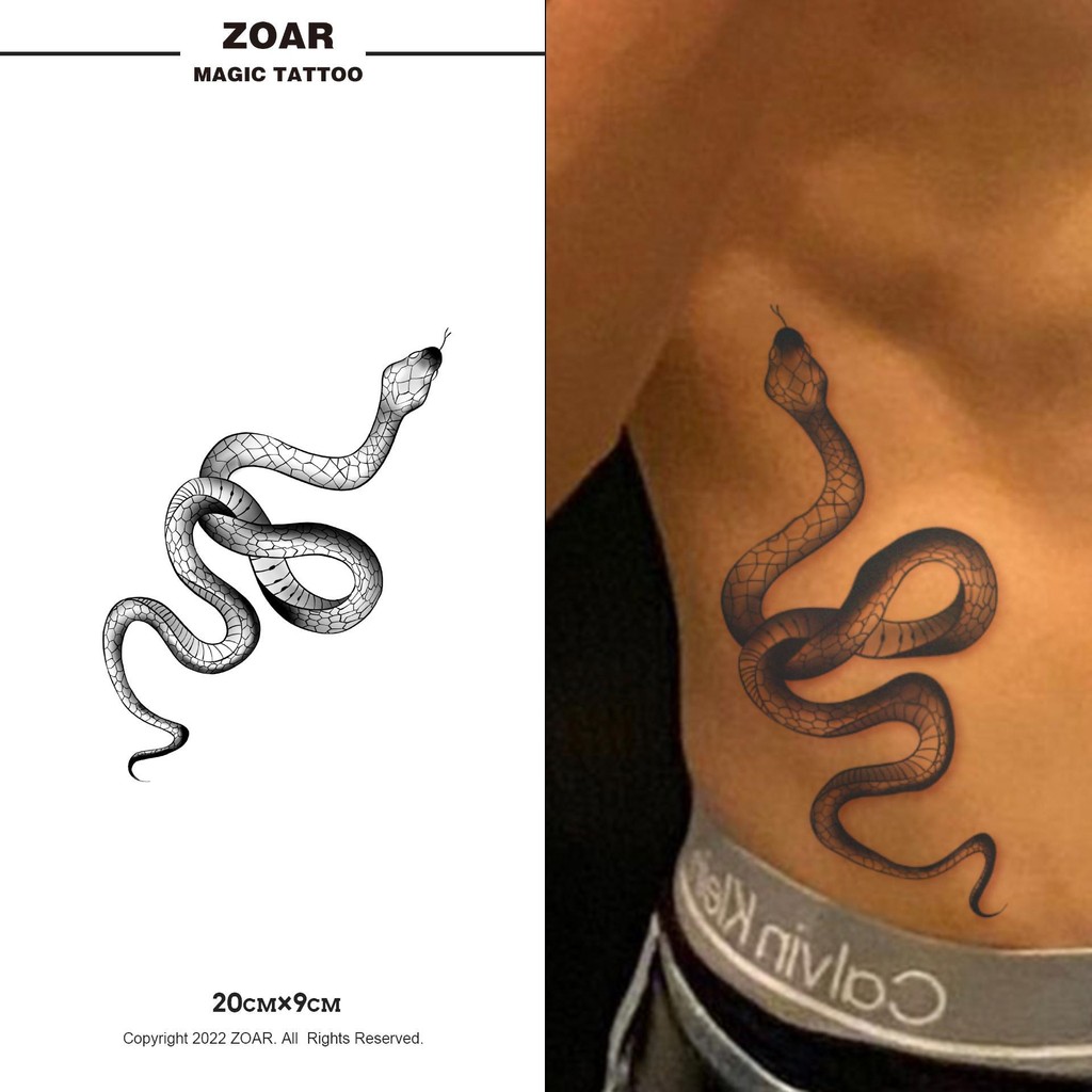 ZOAR-172 แทททูกันน้ำ สติ๊กเกอร์รอยสักสมุนไพร งู กันน้ำ กันรอย ยาวนาน กึ่งถาวร แสดงสี เหมือนจริง