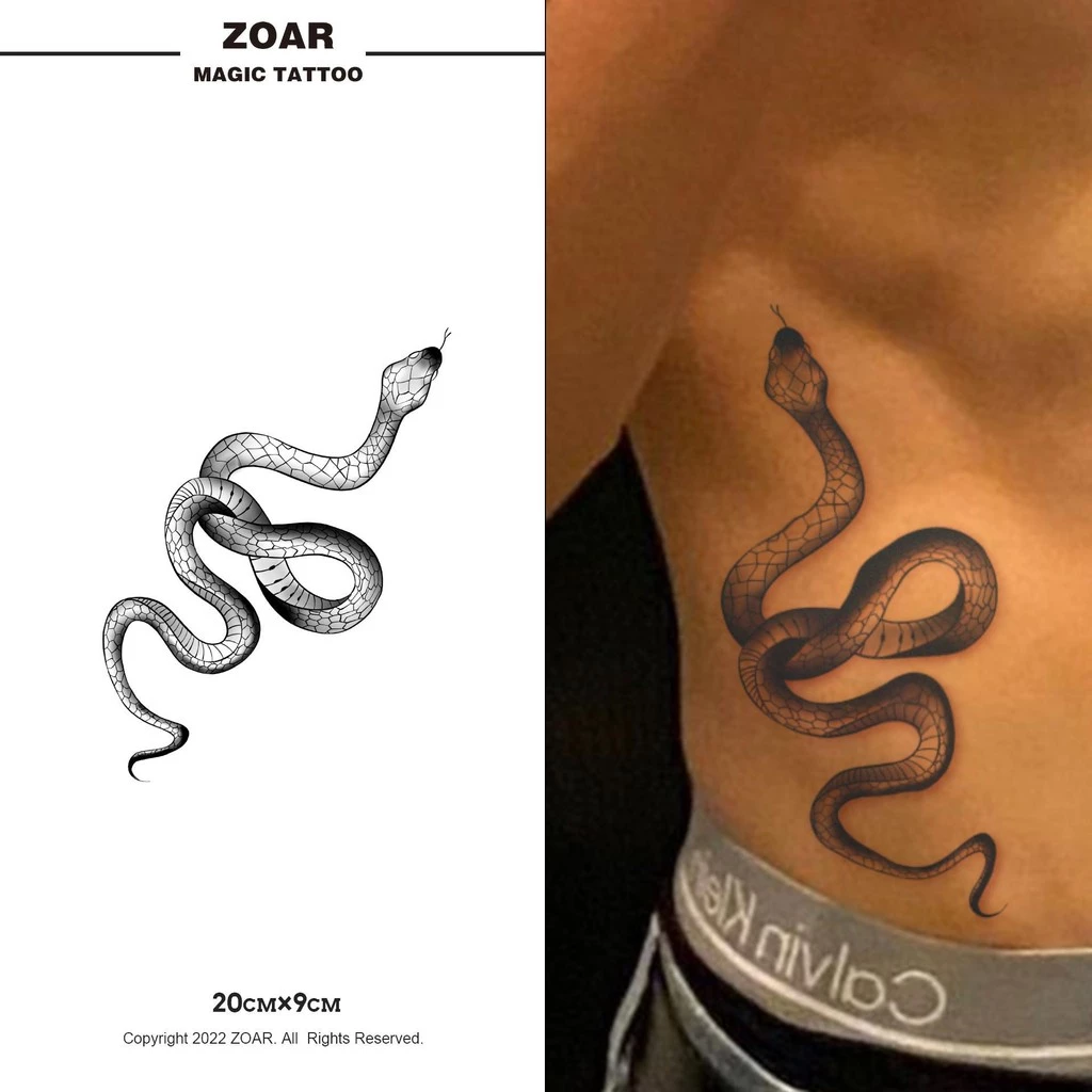 ZOAR-172 แทททูกันน้ำ สติ๊กเกอร์รอยสักสมุนไพร งู กันน้ำ กันรอย ยาวนาน กึ่งถาวร แสดงสี เหมือนจริง