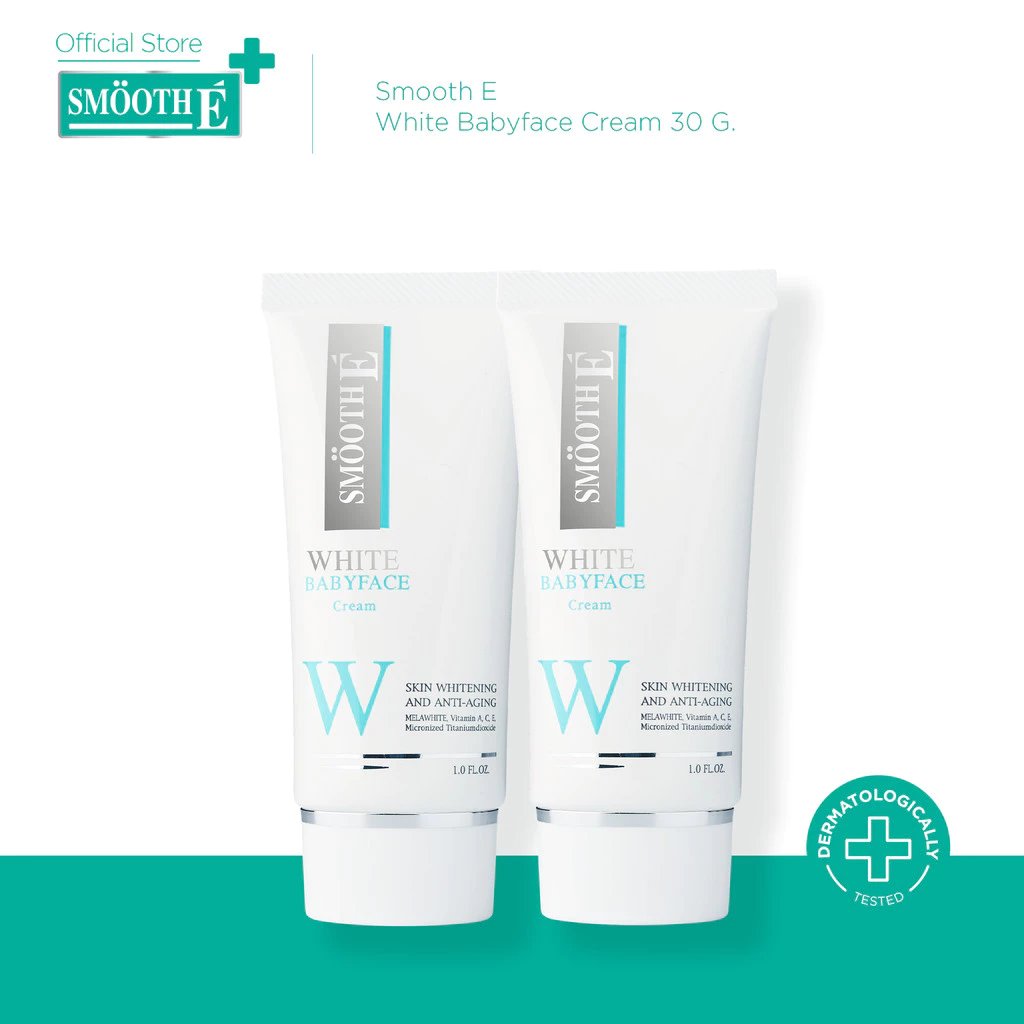 [แพ็ค 2] Smooth E White Babyface Cream 30 G. ครีม ผิวขาว เนียนใส สูตรสำหรับผิวอ่อนโยน MelaWhite Switzerland สมูทอี