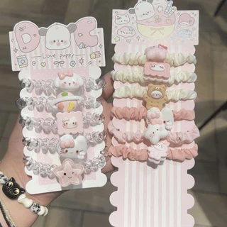 5ชิ้น~เคทีลูกแมวใสสายโทรศัพท์ผูกผมอุปกรณ์ผมที่สวยงาม