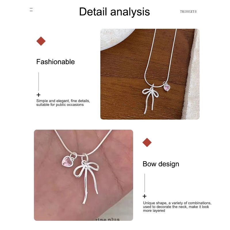 XINYIA2.thHeart Bow สร้อยคอผู้หญิง Ins หรูหรา Niche สร้อยคอ High-end หวาน Collarbone Chain - รูปที่ 3