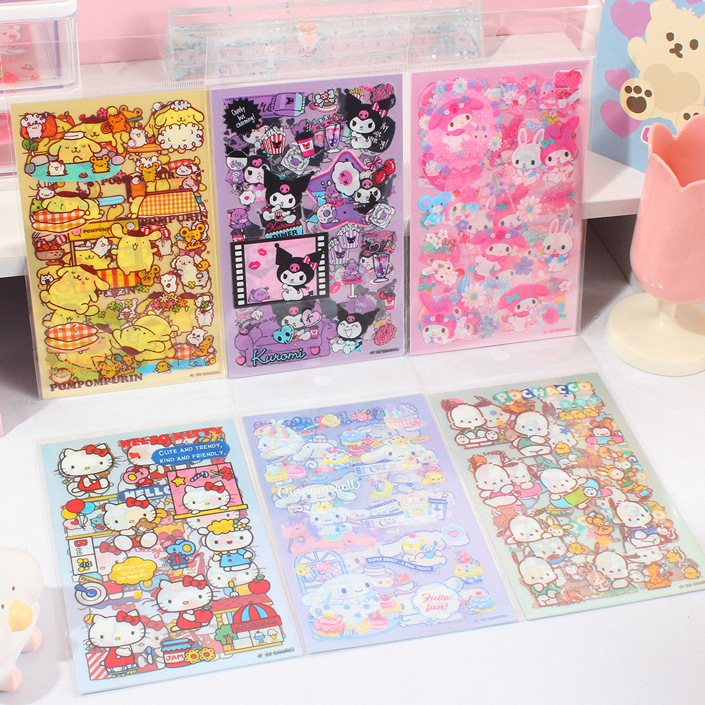 Guangbo KT86548 รูปแบบใหม่ของแท้ Sanrio Series DIY สติกเกอร์การ์ตูนตัดฟรีสติกเกอร์ทําด้วยมือ