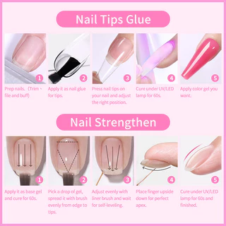 【Local】BORN PRETTY 15ml 6 In 1 กาวทาเล็บชุดกดบนเล็บกาว Blooms เจลเสริมสร้างฐานด้านบนเสื้อฟังก์ชั่นเคลือบเงา