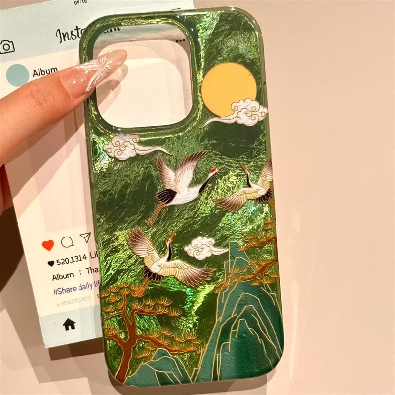 Mountain Cloud Craneเคสโทรศัพท์สําหรับiPhone 13 Pro Max 16 17 15 14 13 12 11 16e XS XR X SE 7 8 Plus Vortexฝาครอบรูปแบบ