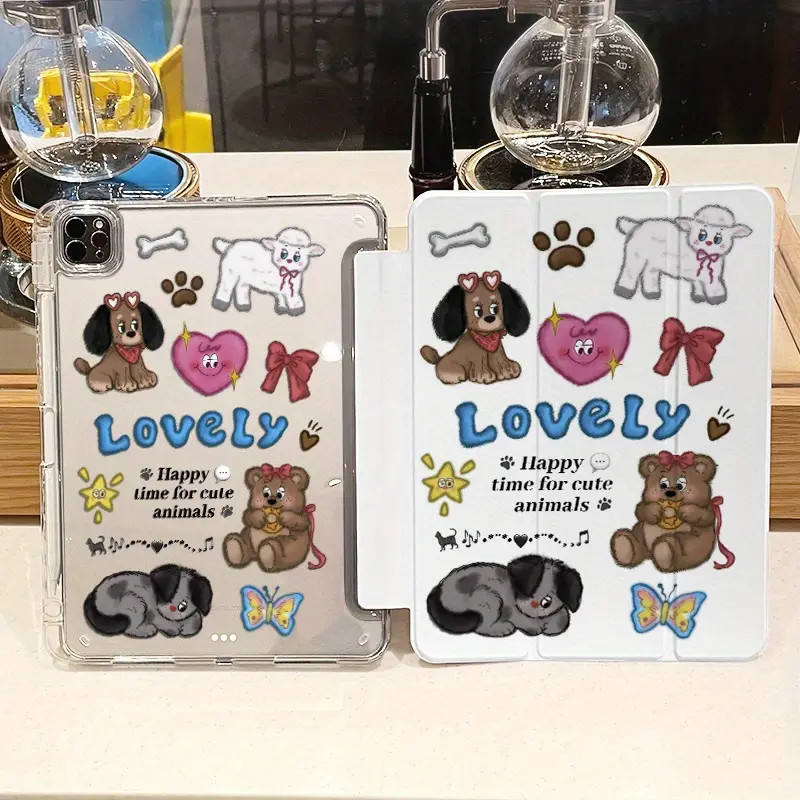 Happy Animal Times เคสป้องกันน่ารักสําหรับเกราะป้องกัน Ipad 10.9/10.2/Air4/5/Pro11/10th/10.5/9.7
