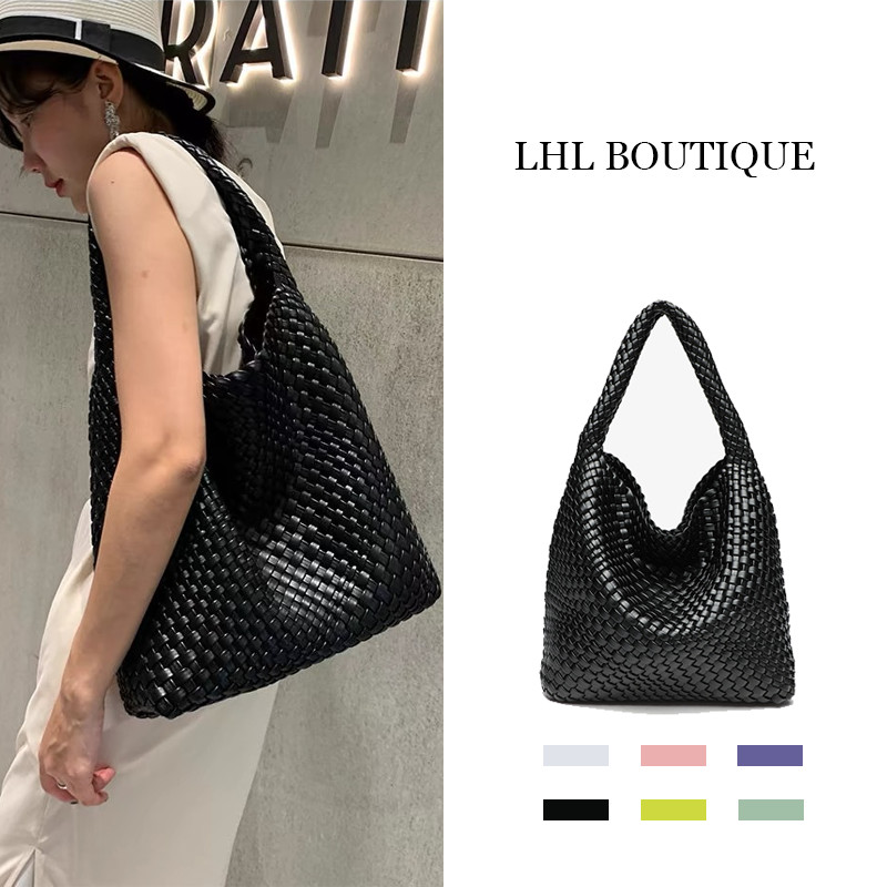 LHL BOUTIQUE กระเป๋าฟาง tote bag แฟชั่น หนังนิ่ม ย้อนยุค กระเป๋าถือ