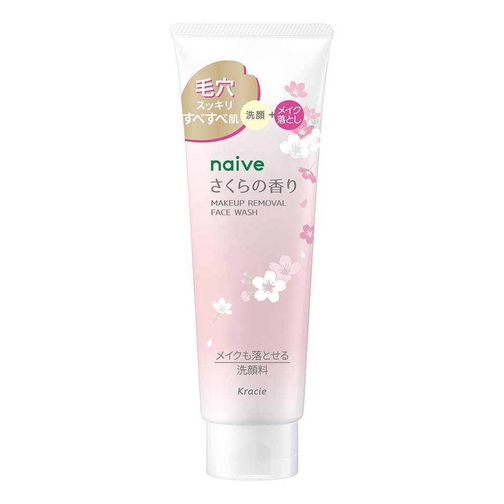 NAIVE MAKEUP REMOVAL FACE WASH (SAKURA) 200 g / โฟมทำความสะอาดผิวหน้าและเครื่องสำอาง มีกลิ่นหอมของซา