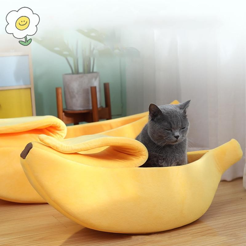 Maoting กล้วย Cat Bed House ตลกน่ารัก Cozy Cat Mat เตียง Warm ทนทานแบบพกพาตะกร้าสัตว์เลี้ยง Kennel เ