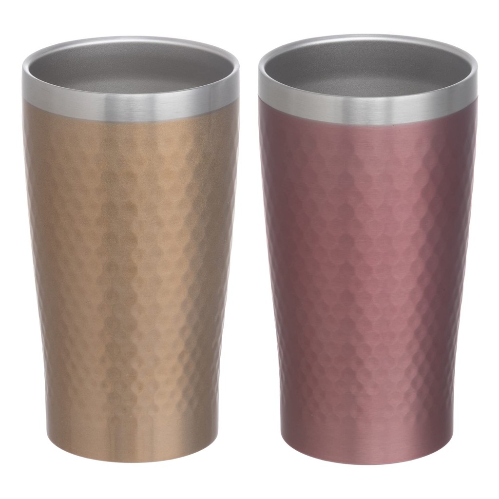 Maebata Thermo Tumbler Pair Vacuum Insulated Double Wall Stainless Luxe Gold & Pink 340ml Gift Set 5