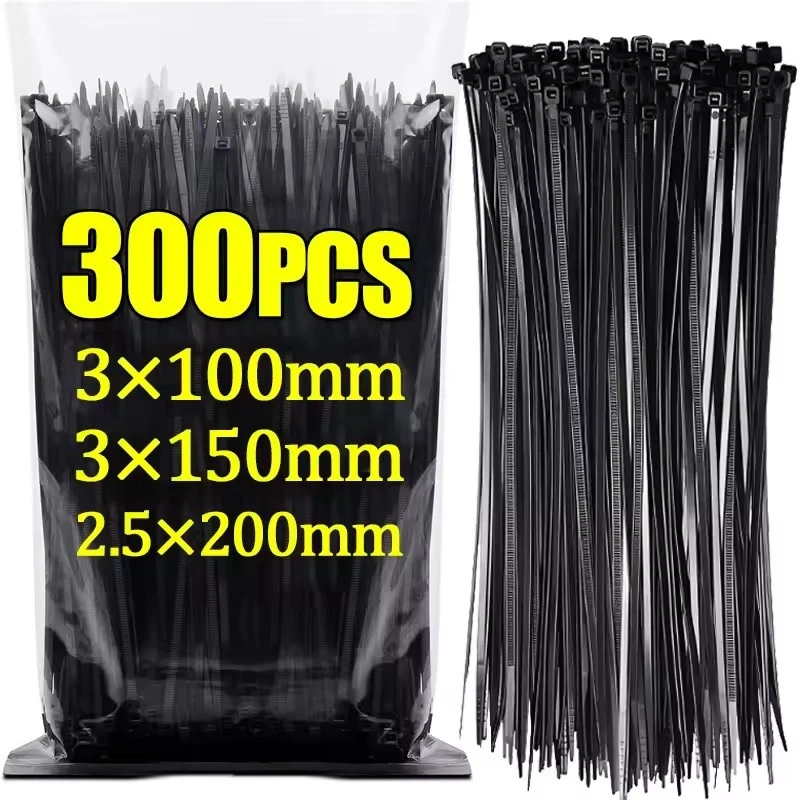 100-300 ชิ้น Self Locking Nylon Cable Ties/ปรับ Heavy Duty Cables แหวนยึด / มัลติฟังก์ชั่น Zip Tie Fastener