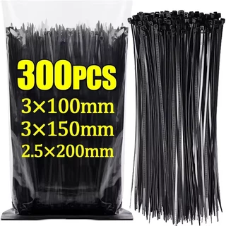 100-300 ชิ้น Self Locking Nylon Cable Ties/ปรับ Heavy Duty Cables แหวนยึด / มัลติฟังก์ชั่น Zip Tie Fastener