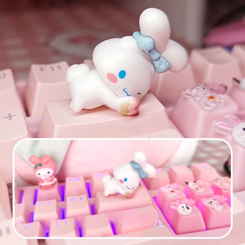 ปุ่มกดเดี่ยวสําหรับคีย์บอร์ดเชิงกลแกนข้ามปุ่มกดพิเศษน่ารัก KT Kuromi Melody ปุ่มกดเพิ่มเติมสีชมพู