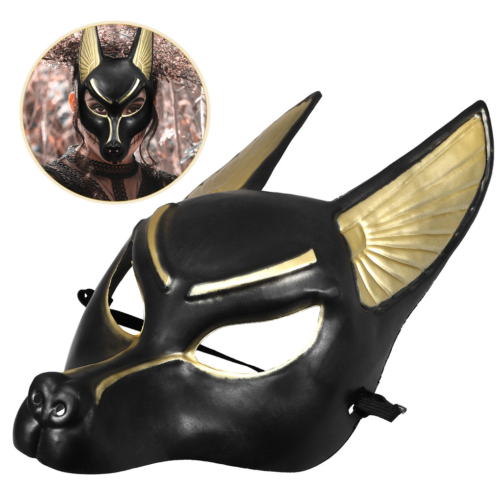 Anubis Mask หน้ากากปาร์ตี้ฮาโลวีน Masquerade Ball หน้ากากพลาสติก หน้ากากคอสเพลย์ อุปกรณ์เสริมเครื่อง