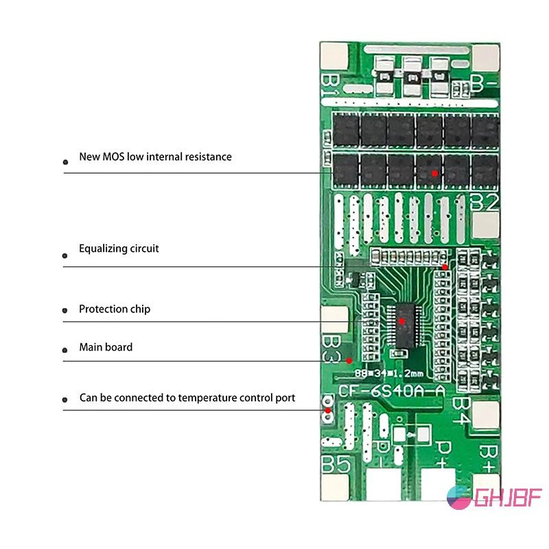 Ghjbf] 22V 24 Offer 6S 40A 18650 Li-Ion Poretect คอเต่าบอร์ดพลังงานแสงอาทิตย์ BMS PCB พร้อม Balance 