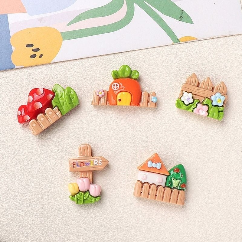 [สต๊อกพร้อม 100 ชิ้น] Courtyard Series การ์ตูน diy อุปกรณ์เรซินเครื่องประดับครีมกาว Handmade กิ๊บติดผมเคสโทรศัพท์อุปกรณ์เสริมหัวเข็มขัดชุด