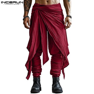 Incerun Men Vintage Street Stylish Deconstruct Patchwork Ple…