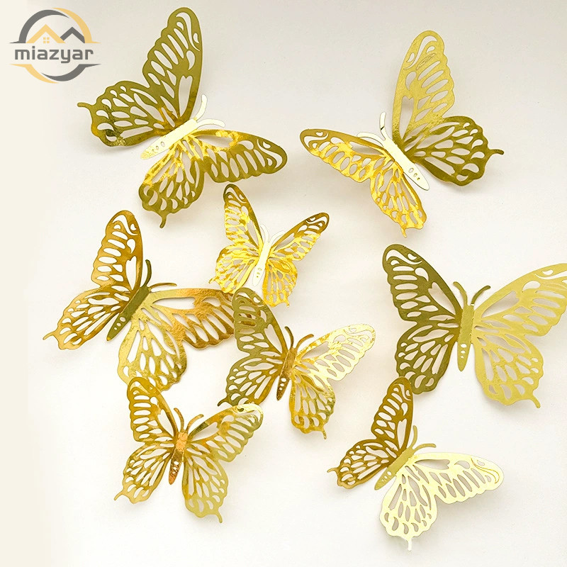 😍COD😍ผีเสื้อสติ๊กเกอร์ติดผนัง 3D Decal Hollow Butterflies ตกแต่งบ้านคริสต์มาสงานแต่งงานตกแต่งดอกไม้อุปกรณ์เสริม