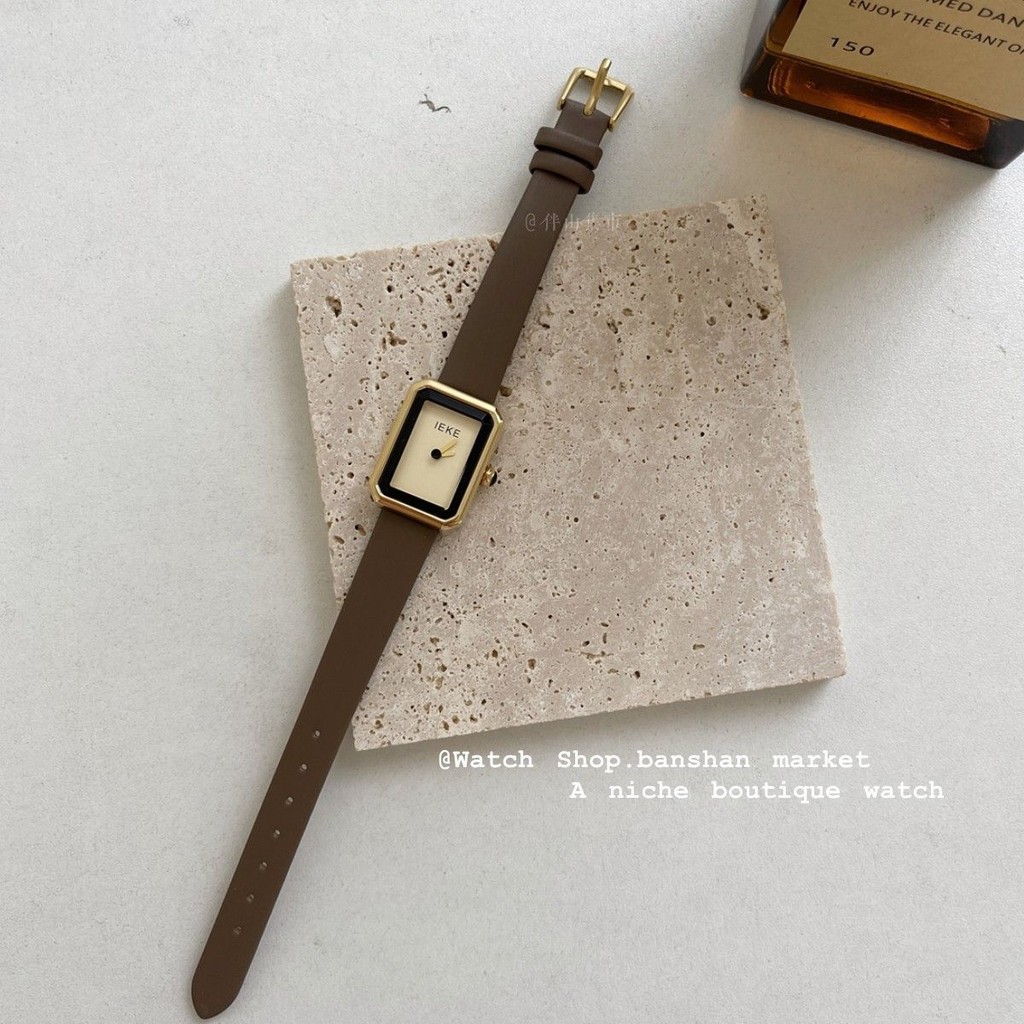 นาฬิกาข้อมือ 2288 คอลเลกชันคน IEKE นาฬิกาหนังแท้ทรงสี่เหลี่ยมเล็ก Chanel สำหรับผู้หญิง หรูหรา เรียบง
