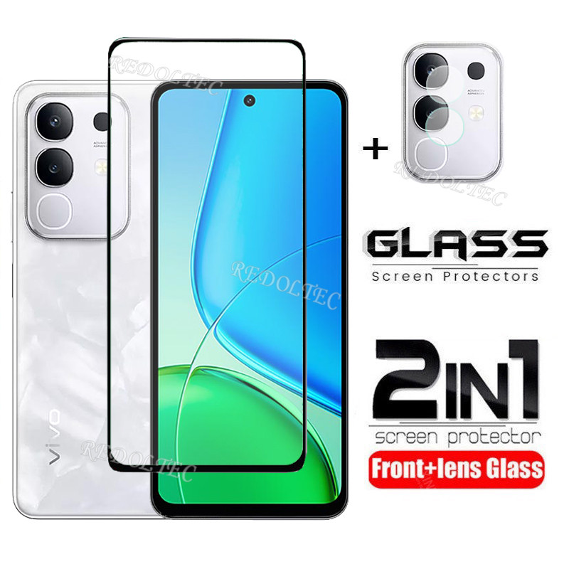 Vivo Y29 4G ฟิล์มกระจกนิรภัย 2 in 1 คลุมทั้งจอ+เลนส์กล้อง พร้อม Flim กันกระแทก