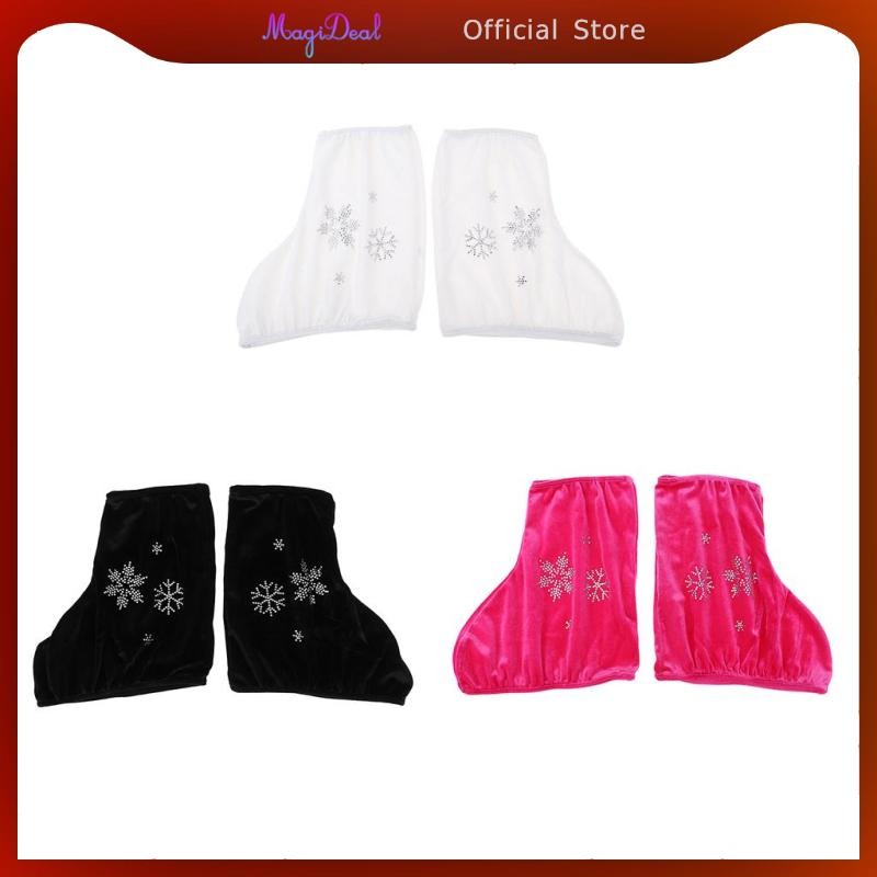 Magideal 2 ชิ้น Ice Skate Boot Covers Protector สําหรับสเก็ตรูปกํามะหยี่ White-S
