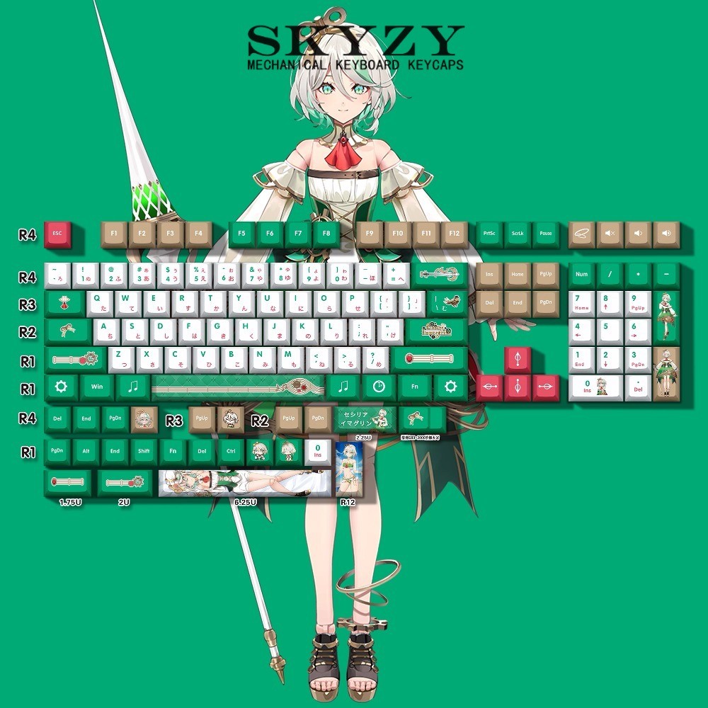 Cecilia Immergreen Keycaps Cherry Profile VTuber Hololive CC PBT Dye Sub Keycap