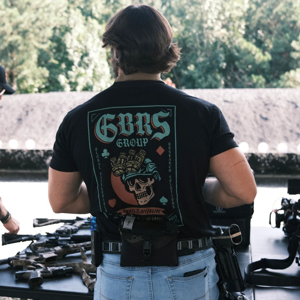 สไตล์ทหาร GBRS Defense หมวกกันน็อคยุทธวิธีโป๊กเกอร์เสื้อยืดคอกลมแขนสั้น