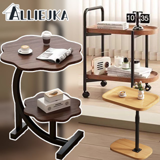Allieuka โต๊ะกาแฟ 2ชั้น โต๊ะข้างโซฟา ชั้นวางของรถเข็น มีล้อ/…