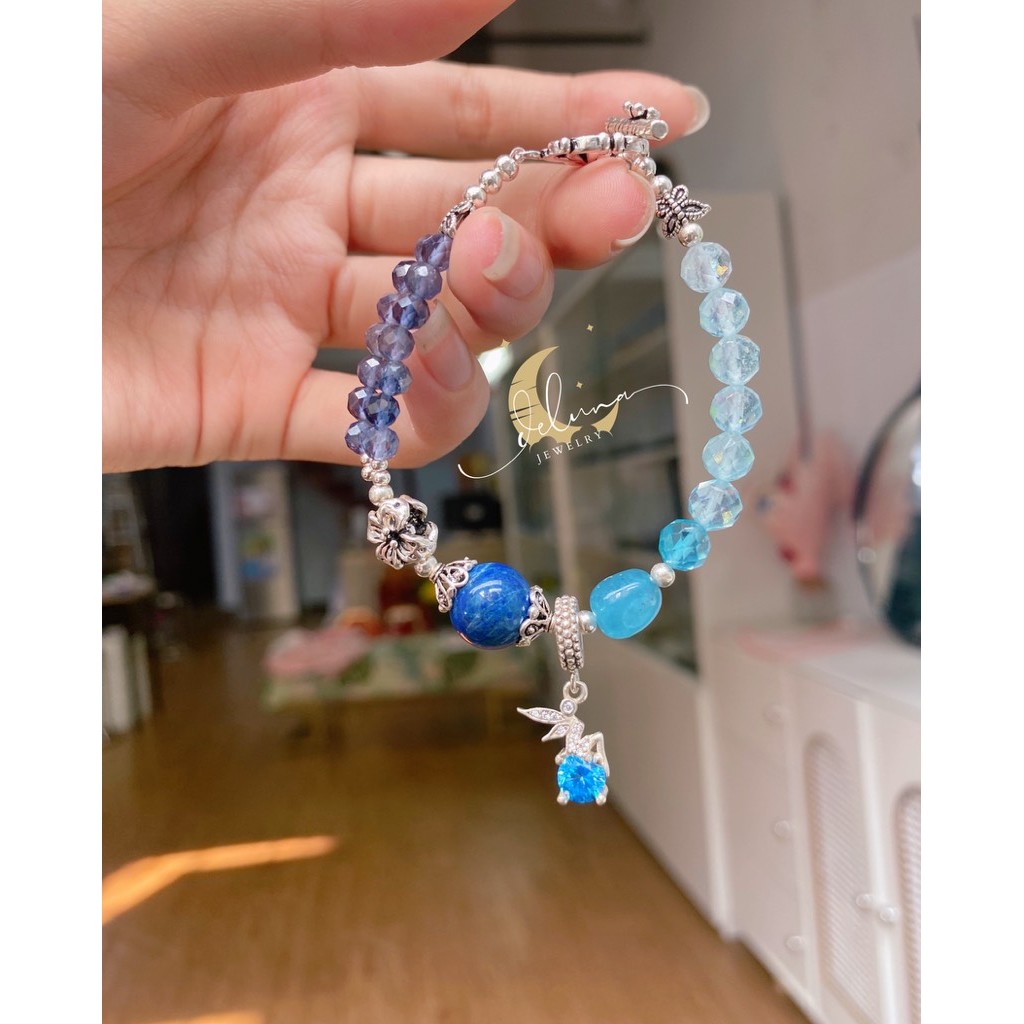 Unique Iolite Aquamarine Bracelet De Luna