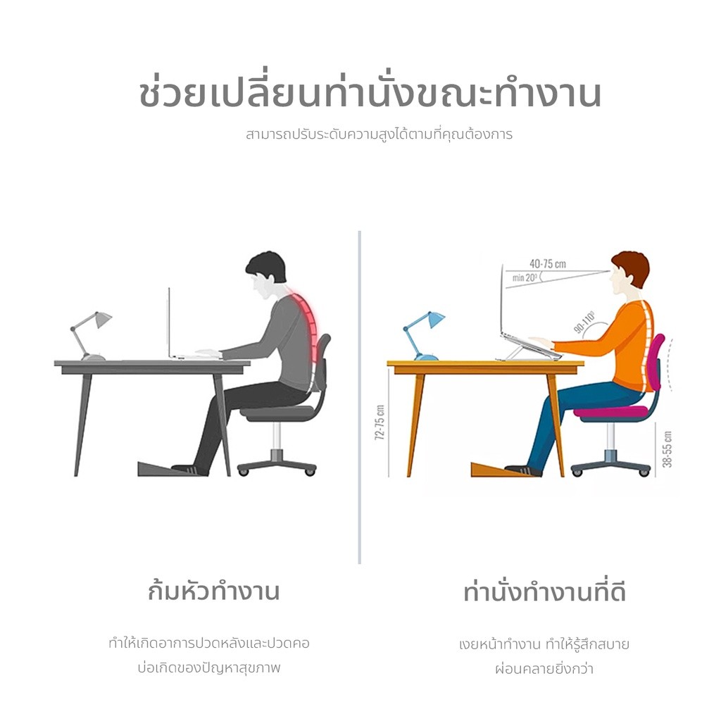 แท่นวางไอแพด โน๊ตบุ๊ค ขาตั้งแล็ปท็อป ที่รองโน๊ตบุ๊ค สำหรับวางแมคบุ๊คโน๊ตบุ๊ค ปรับได้ 7 ระดับ - รูปที่ 2