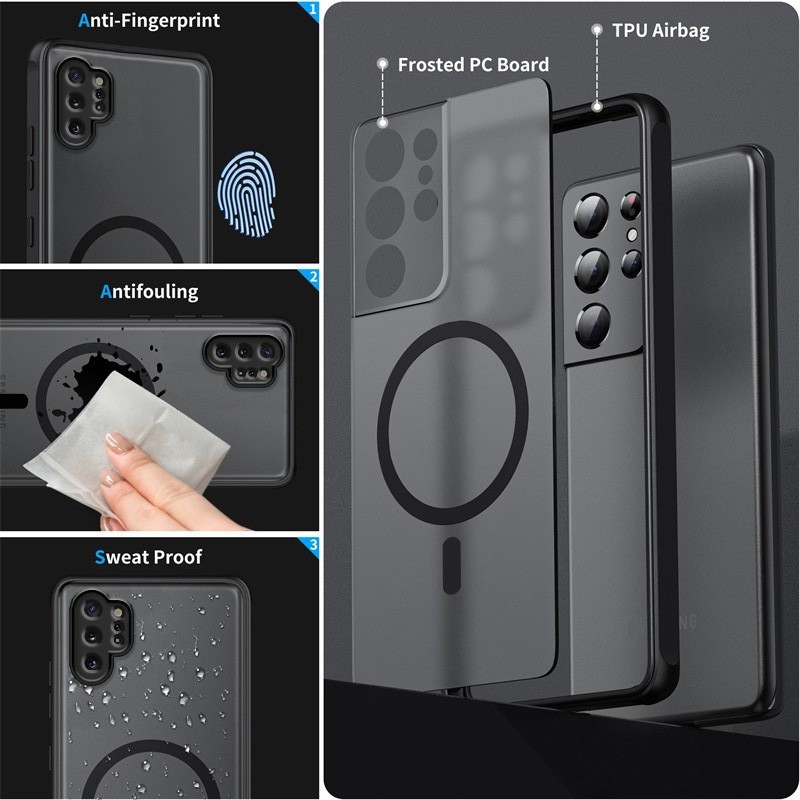 Frosted Magnetic Case สําหรับ Samsung Galaxy Note 10 20 9 8 Note10+ Note9 Note8 Note20 Note20ultra Hard Shell คลุมทั้งหมด Deluxe Armour กรณี ราคา ถูกที่สุด ดีลบีเคเค แกลเลอรีภาพที่ 4