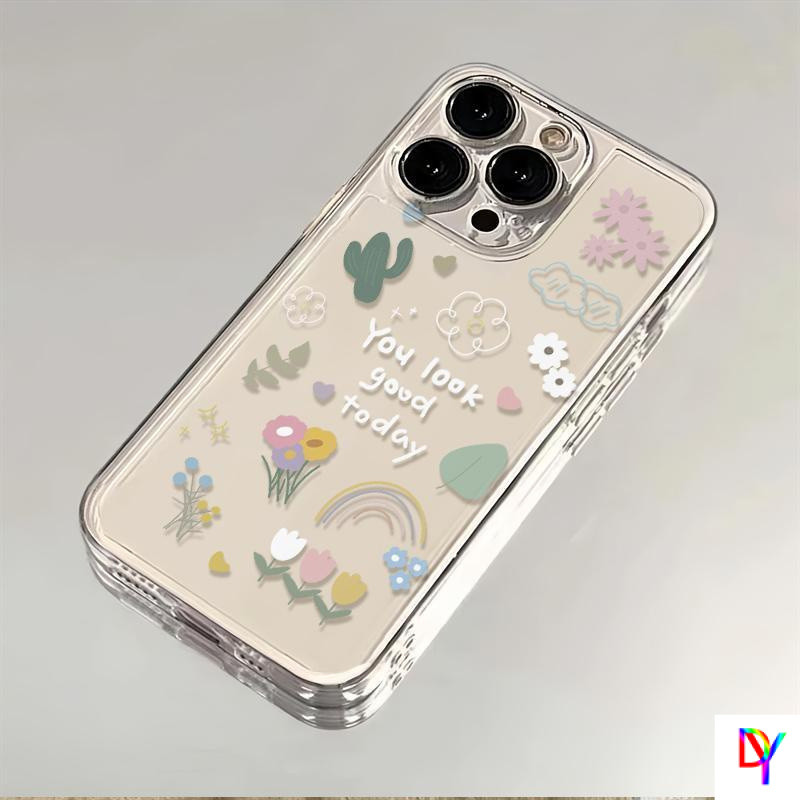 สายรุ้งของดอกไม้และพืชสําหรับ iPhone15/16 promax/plus / 13 14 สําหรับ 11Promax apple 12Promax 7/8plus soft TPU case