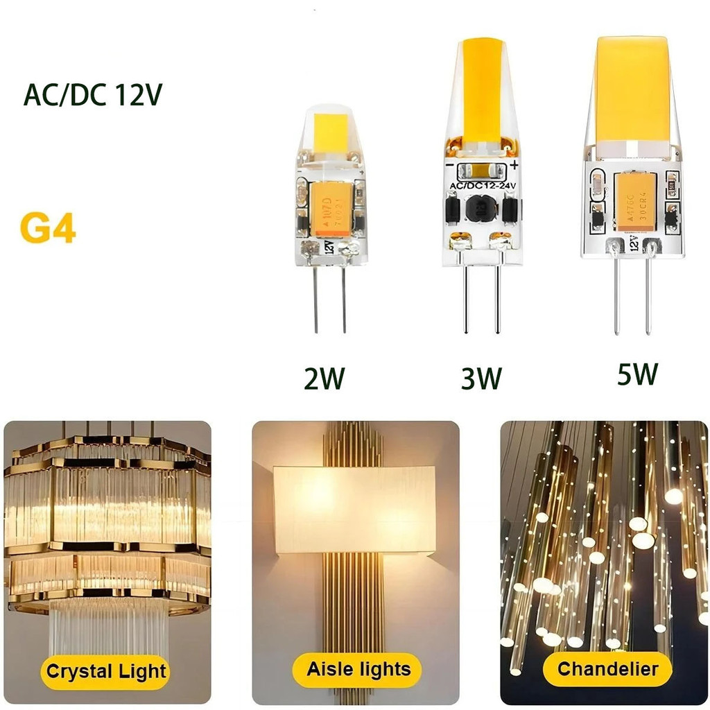 12v AC/DC G4 COB โคมไฟ LED AC/DC 12V ข้าวโพด 2W 3W 5W Spotlight โคมระย้าหลอดไฟเปลี่ยนหลอดไฟฮาโลเจน