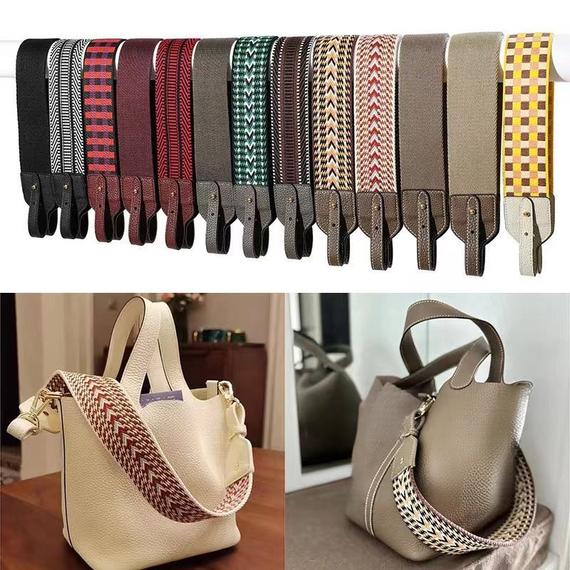สายกระเป๋าผ้าแคนวาส เหมาะสําหรับ evelyne picotin Bag Wide Shoulder Decompression Canvas Shoulder Strap, Handbag Braided Extended Strap, Modified Underarm Bag Crossbody Bag Strap