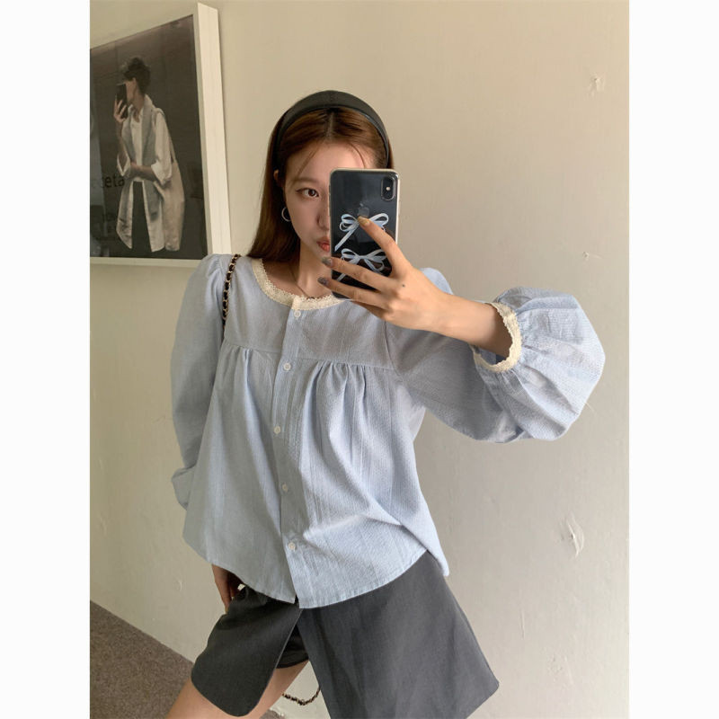 Fy ส่งออกจากกรุงเทพฯ เสื้อเชิ้ต แขนยาว สไตล์สบาย ๆ หลวม ๆ แฟชั่นเวอร์ชั่นเกาหลี