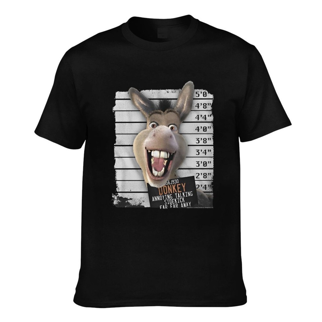 ใหม่ล่าสุด Shrek- Donkey Mug Shot Funny Men Cotton Tee
