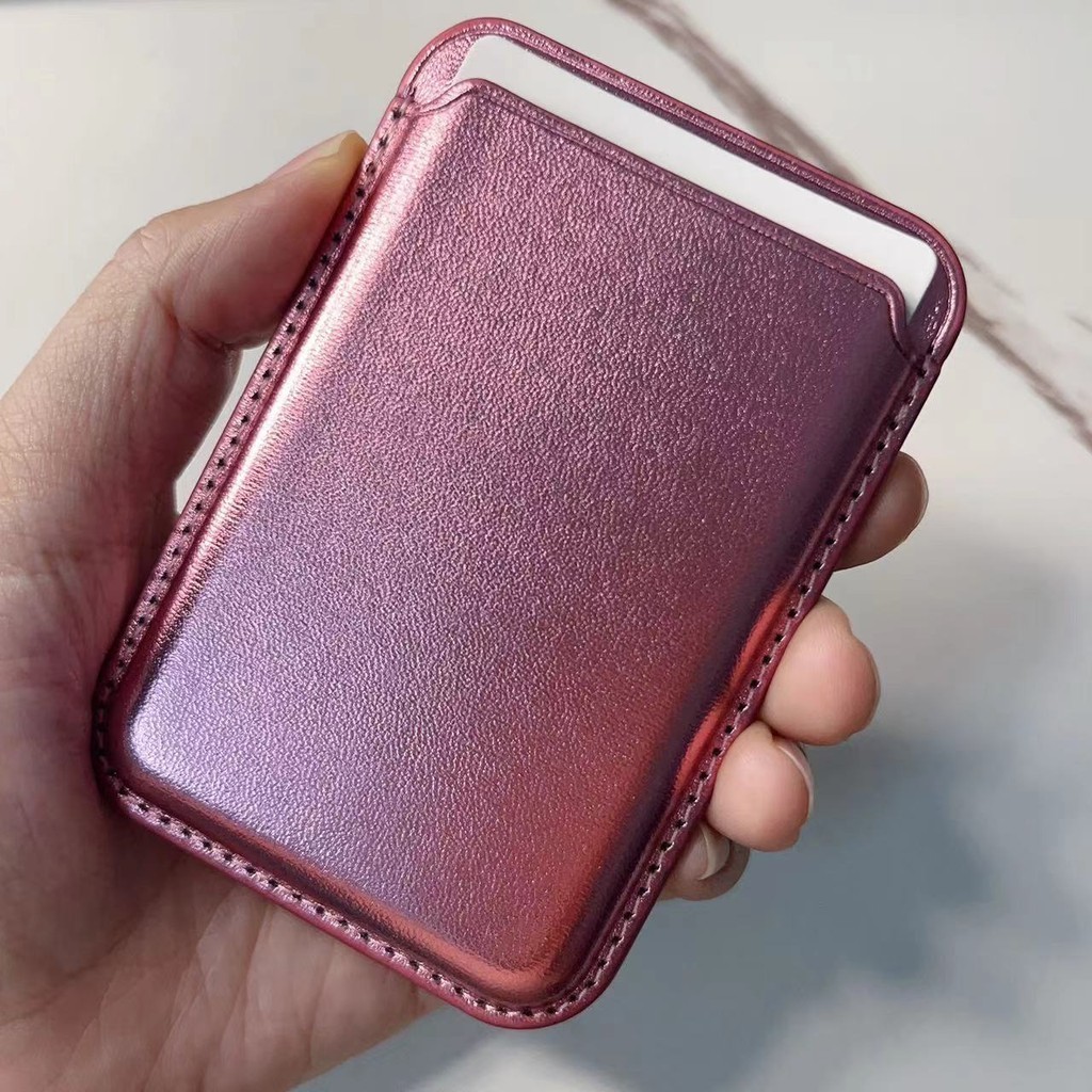 เคสโทรศัพท์มือถือ กระเป๋าสตางค์ สีชมพูแวววาว พร้อมช่องใส่บัตร สําหรับ iphone 15promax