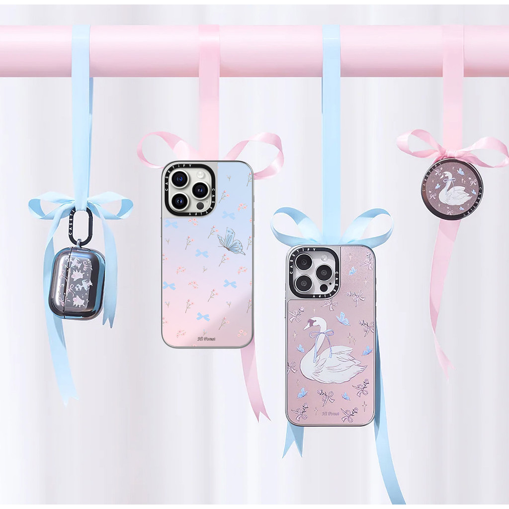 Casetify X Hi Forest Spring Flavour&Swan Dance เคสโทรศัพท์มือถือ แบบแข็ง เนื้อแมตต์ แม่เหล็ก สีเงิน สีดํา พร้อมกล่อง ลายโลโก้ สําหรับ Apple IPhone 15 14 13 12 Pro Max Plus