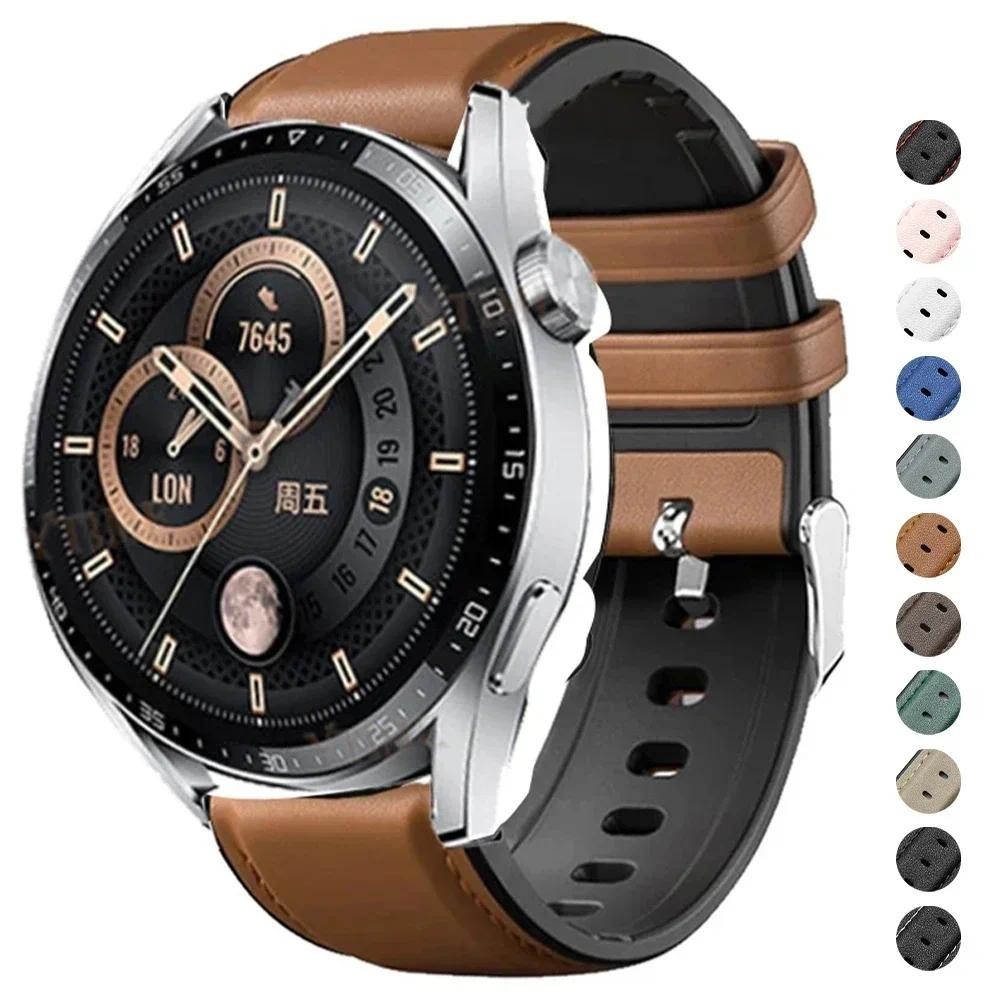 20 มม.22 มม.หนังและซิลิโคน Hybrid สําหรับ Samsung galaxy watch 6 5/4 44 มม.40 มม.C20 Pro ว่ายน้ํา Active 2 เกียร์ 3 สร้อยข้อมือ Amazfit Bip 3 Huawe GT2 3