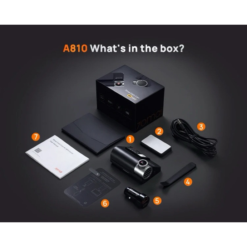 70mai A810 Dash Cam 4K Built-In GPS Full HD WDR 4G 70 Mai Car Camera wifi กล้องติดรถยนต์ รับประกันศู